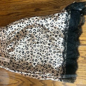 Leopard Print Lace Trim Sleep Shorts